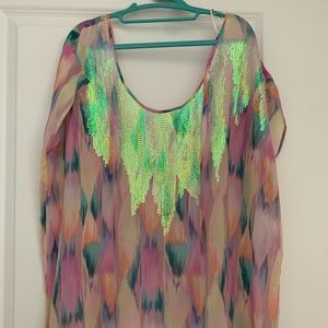 Long VS Sheet sequins beach coverup